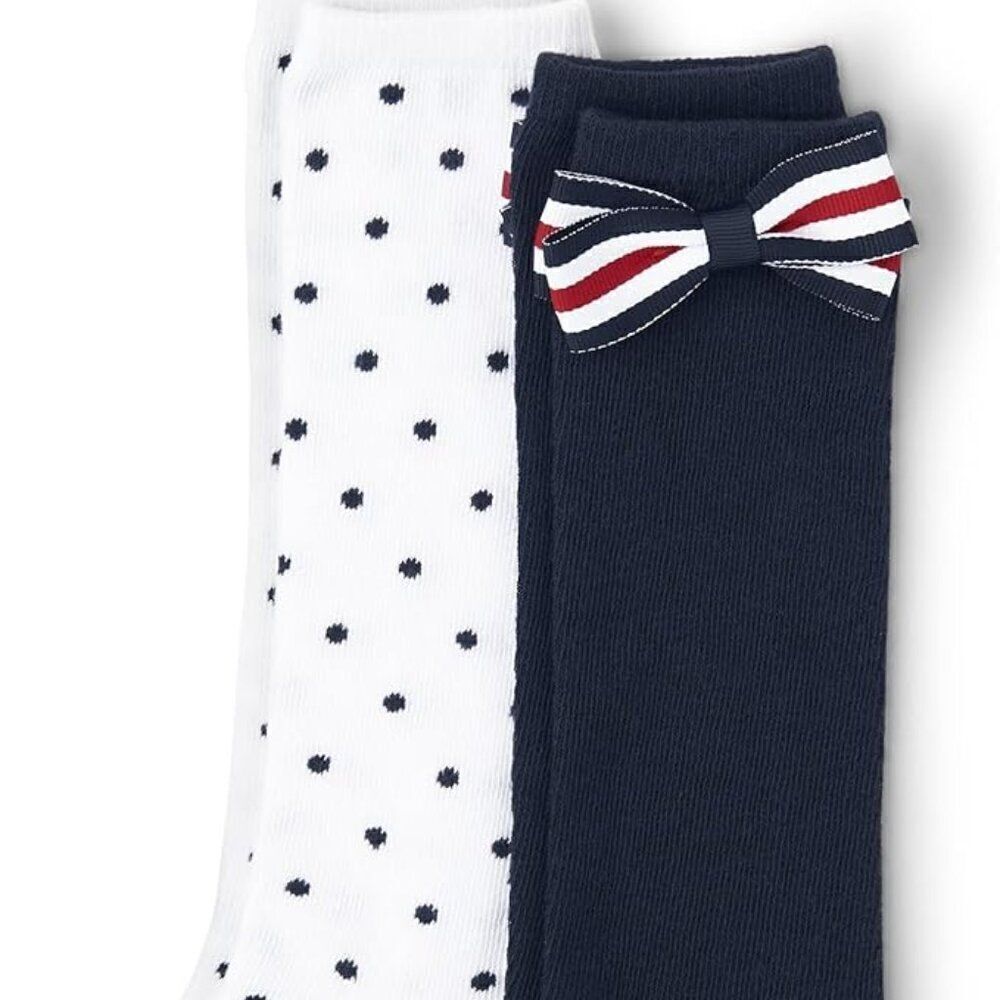 2-Pack Gymboree Baby Girls' and Toddler Knee Socks White and Navy Blue